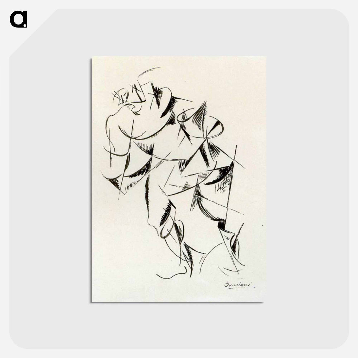 アートポストカード-Dynamism of the human body: Boxer - ウンベルト ボッチョーニ Postcard.