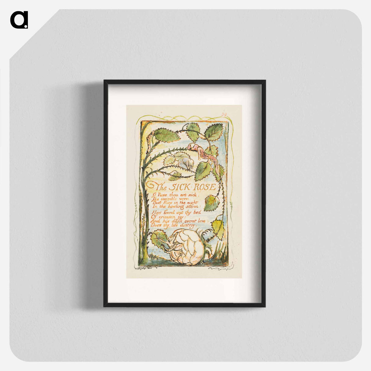 Songs of Innocence and of Experience: The Sick Rose - William Blake Poster.