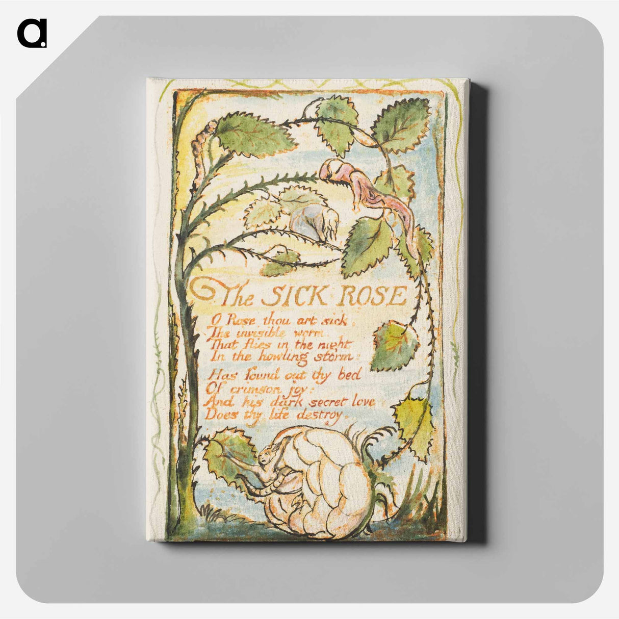 アートパネル-Songs of Innocence and of Experience: The Sick Rose - ウィリアム ブレイク Canvas.