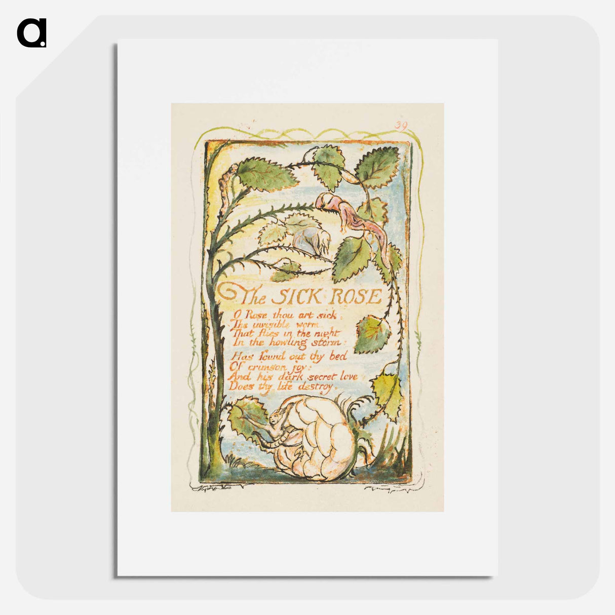 Songs of Innocence and of Experience: The Sick Rose - William Blake Poster.