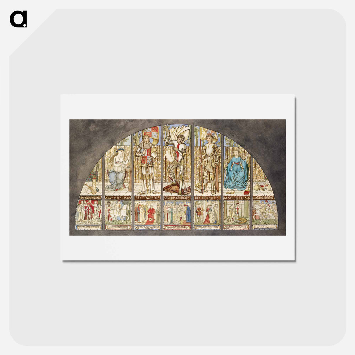 アートポストカード-Wars of the Roses - Edward IV, Henry VI, St George with Allegory - エドワード バーン ジョーンズ Postcard.