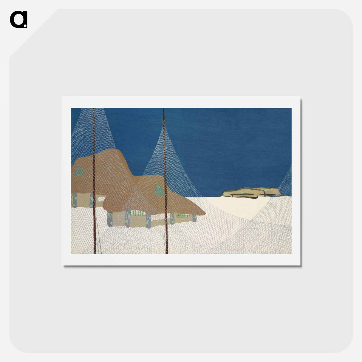 アートポストカード-Fishing village from Momoyogusa–Flowers of a Hundred Generations - 神坂 雪佳 Postcard.