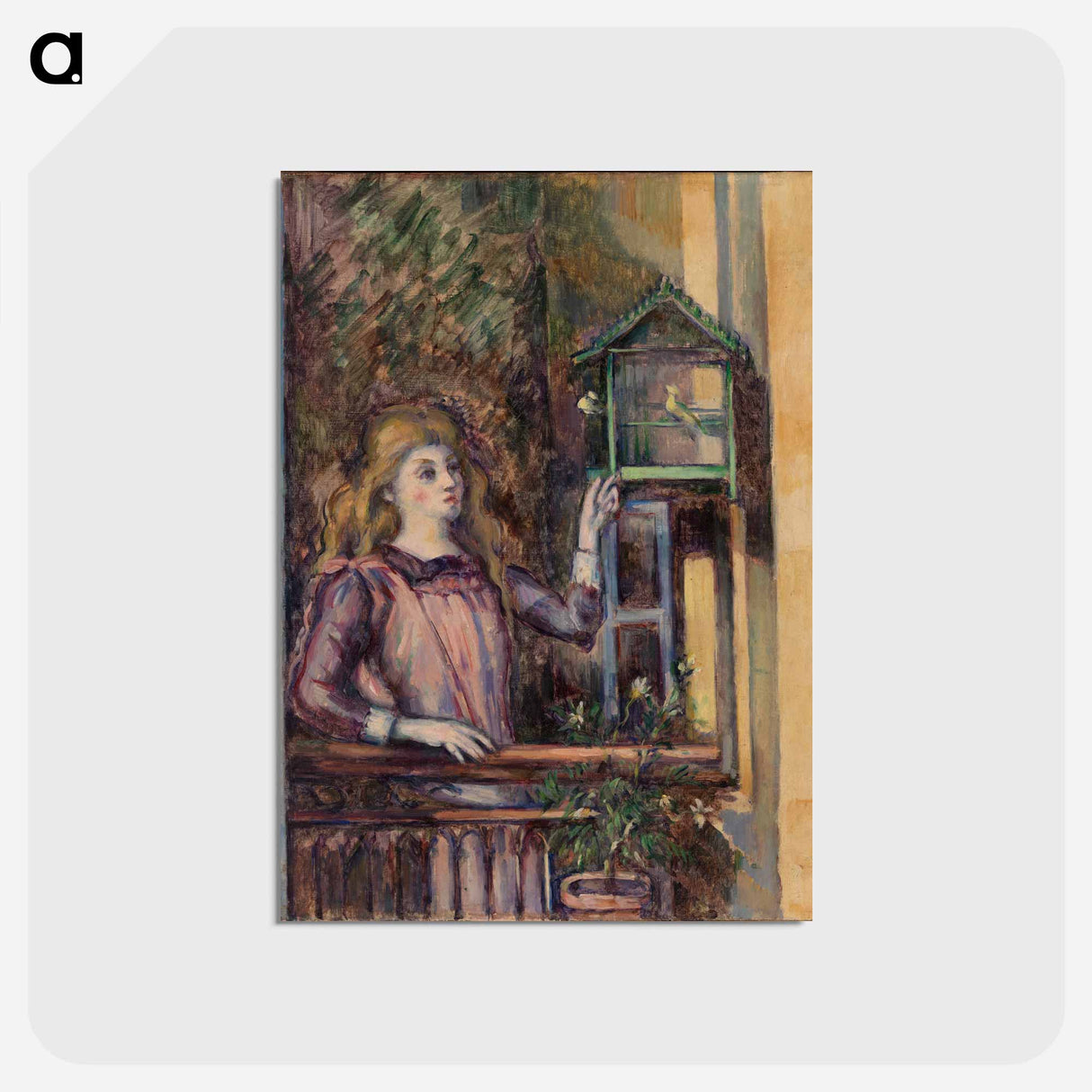アートポストカード-Girl with Birdcage - ポール セザンヌ Postcard.