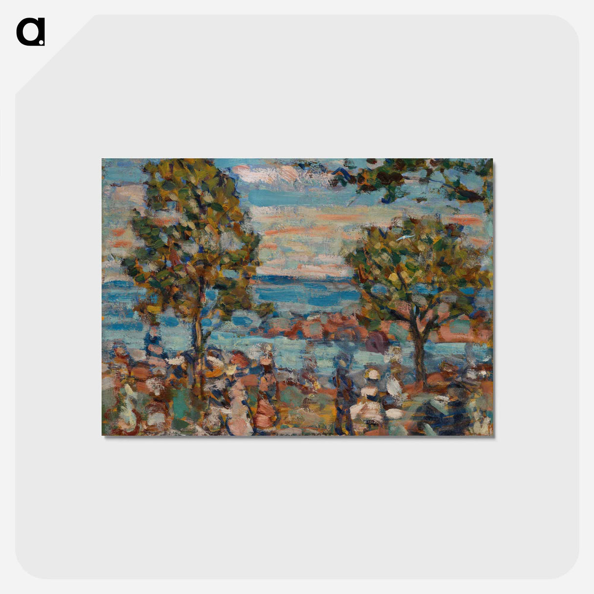 アートポストカード-Beach Scene with Two Trees - ポール シニャック Postcard.