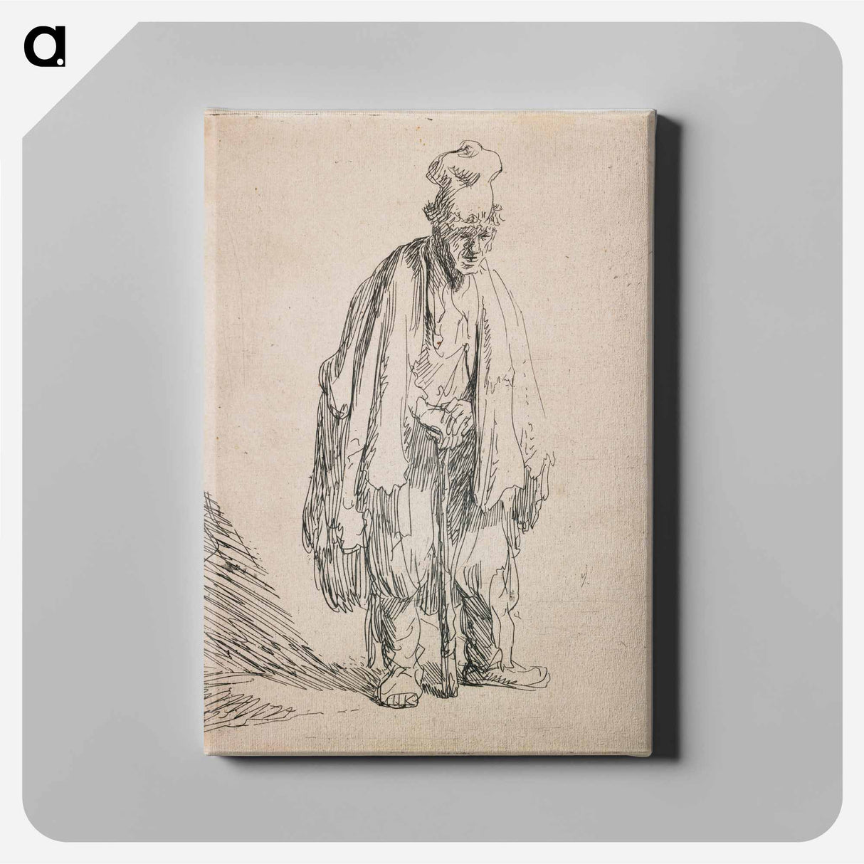 アートパネル-Standing Man by Rembrandt van Rijn - レンブラント ファン レイン Canvas.