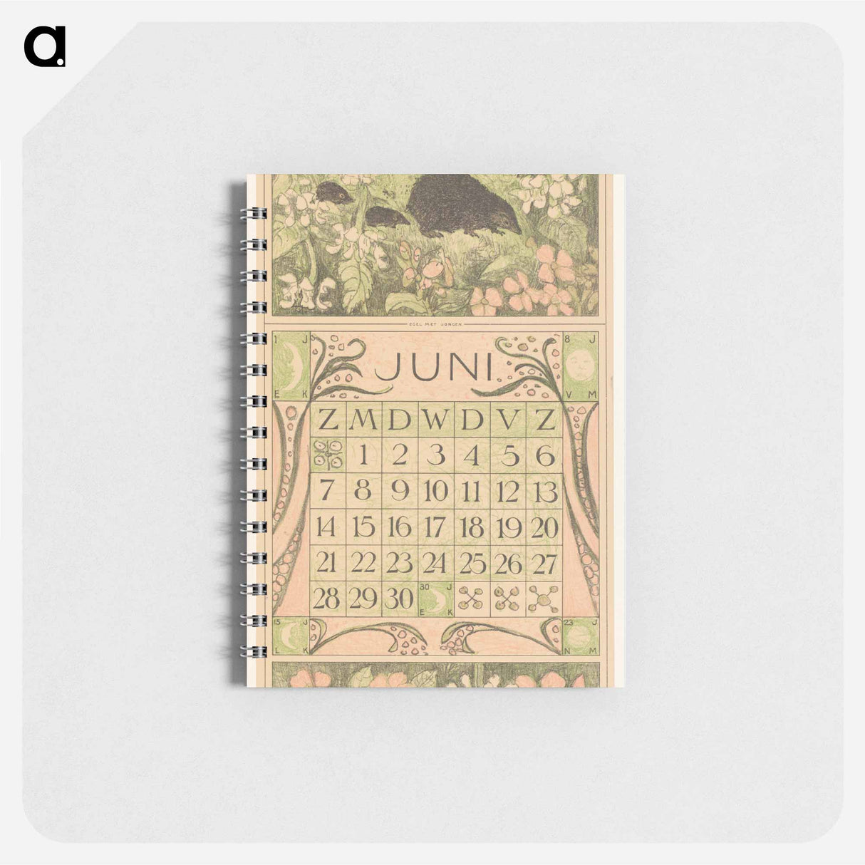 Kalenderblad juni met egels - テオ ヴァン ホイテマ Memo.