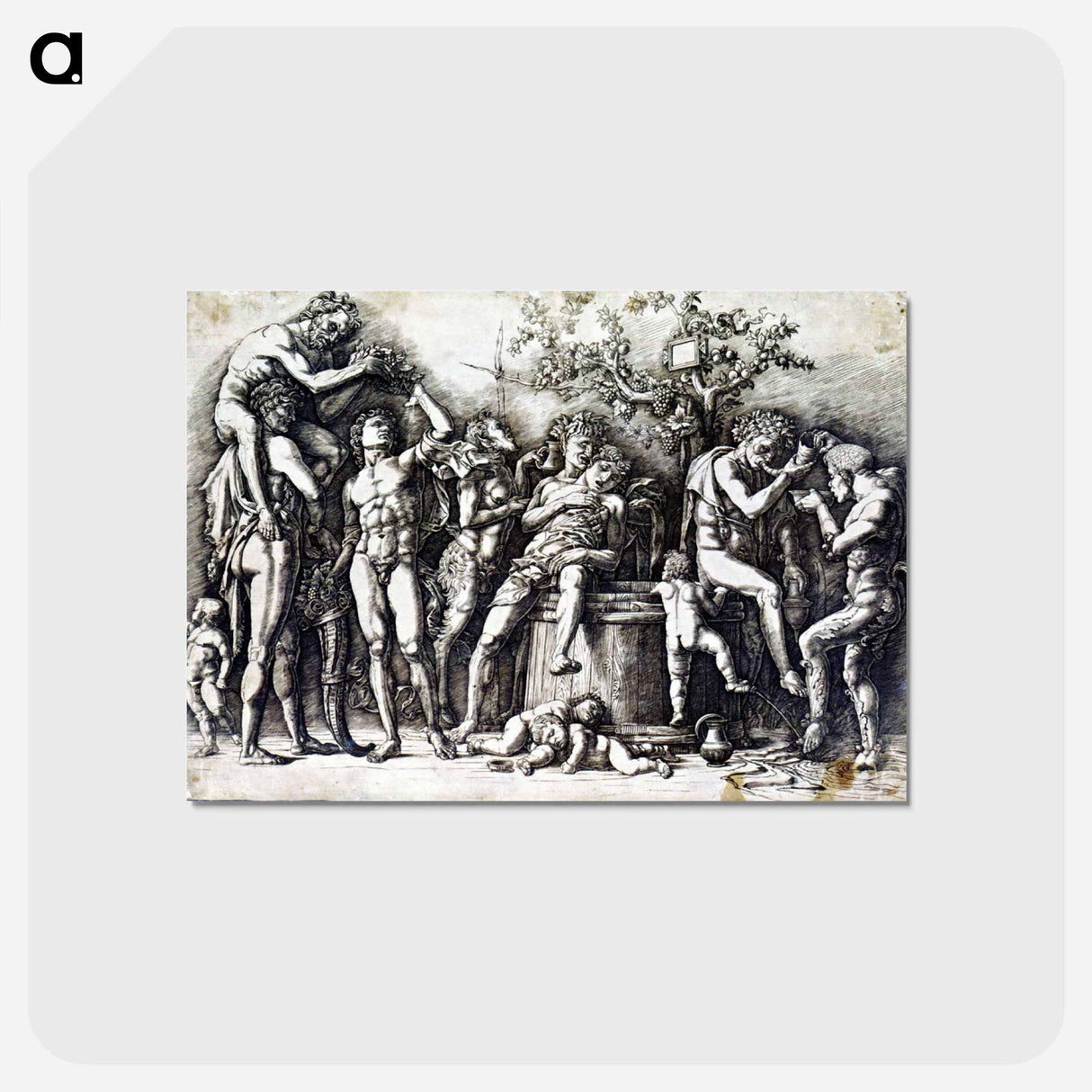 アートポストカード-Bacchanalia with a Wine - アンドレア マンテーニャ Postcard.