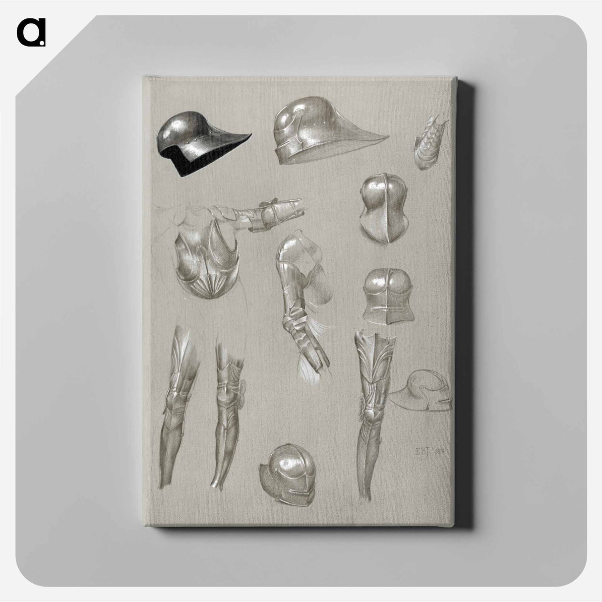 Studies of a Suit of Armor - エドワード バーン ジョーンズ Canvas.