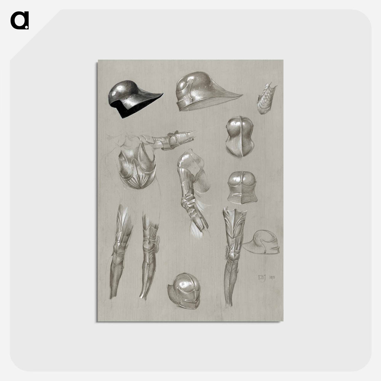 アートポストカード-Studies of a Suit of Armor - エドワード バーン ジョーンズ Postcard.