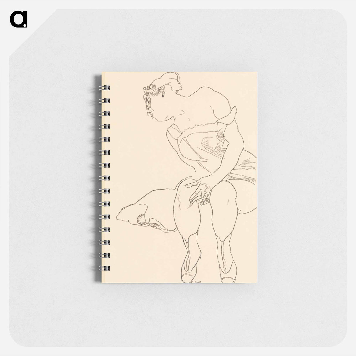 Naked lady. Seated Woman in Corset and Boots - エゴン シーレ Memo.