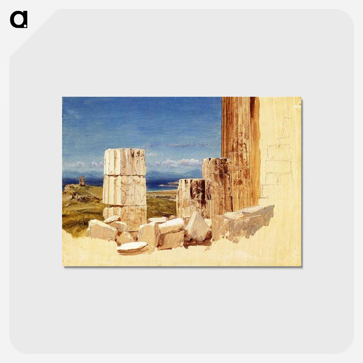 アートポストカード-Broken Columns, View from the Parthenon - フレデリック エドウィン チャーチ Postcard.