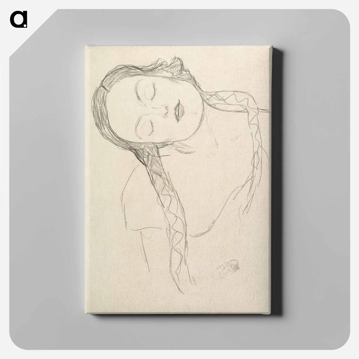 アートパネル-Half-figure of a Young Woman - グスタフ クリムト Canvas.
