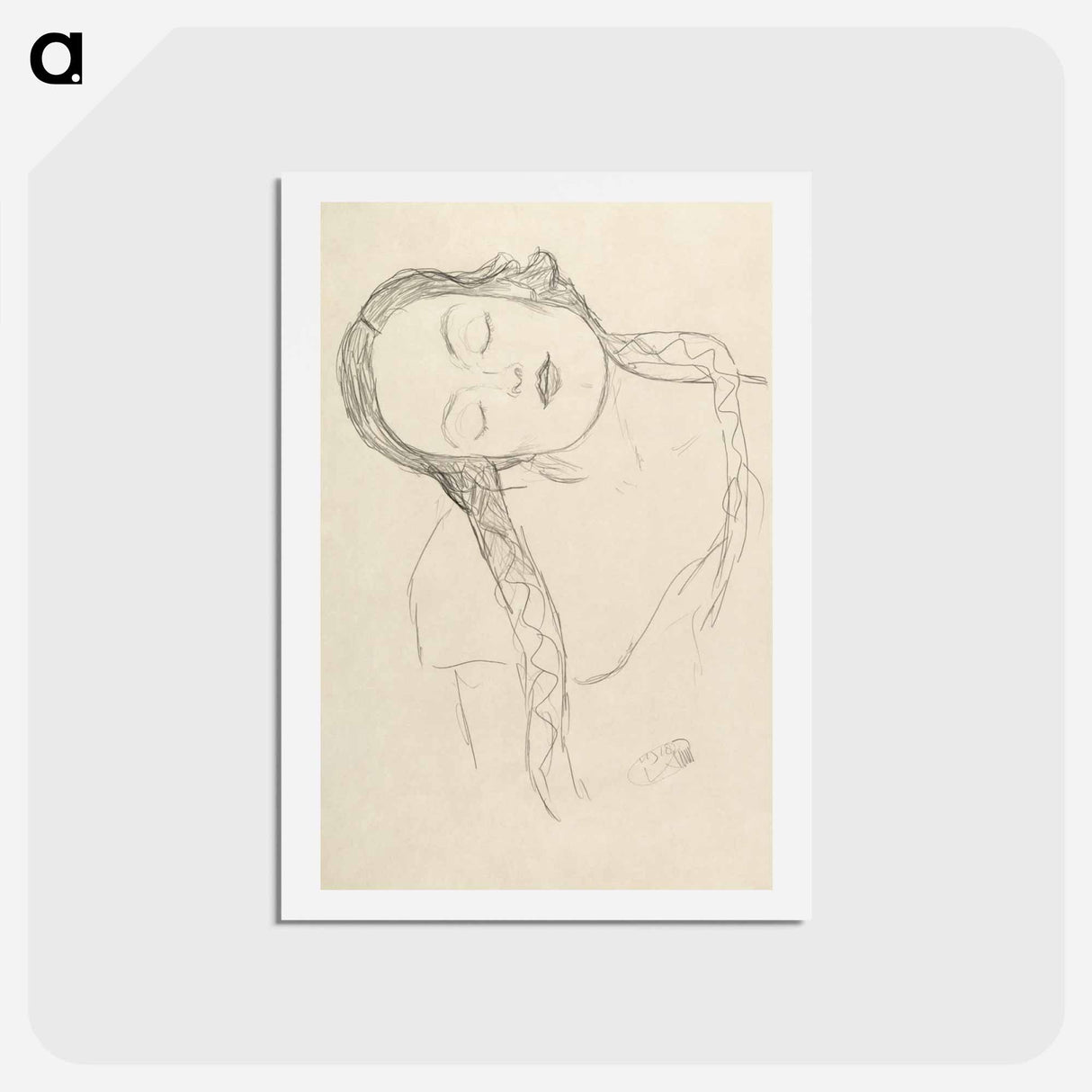 アートポストカード-Half-figure of a Young Woman - グスタフ クリムト Postcard.