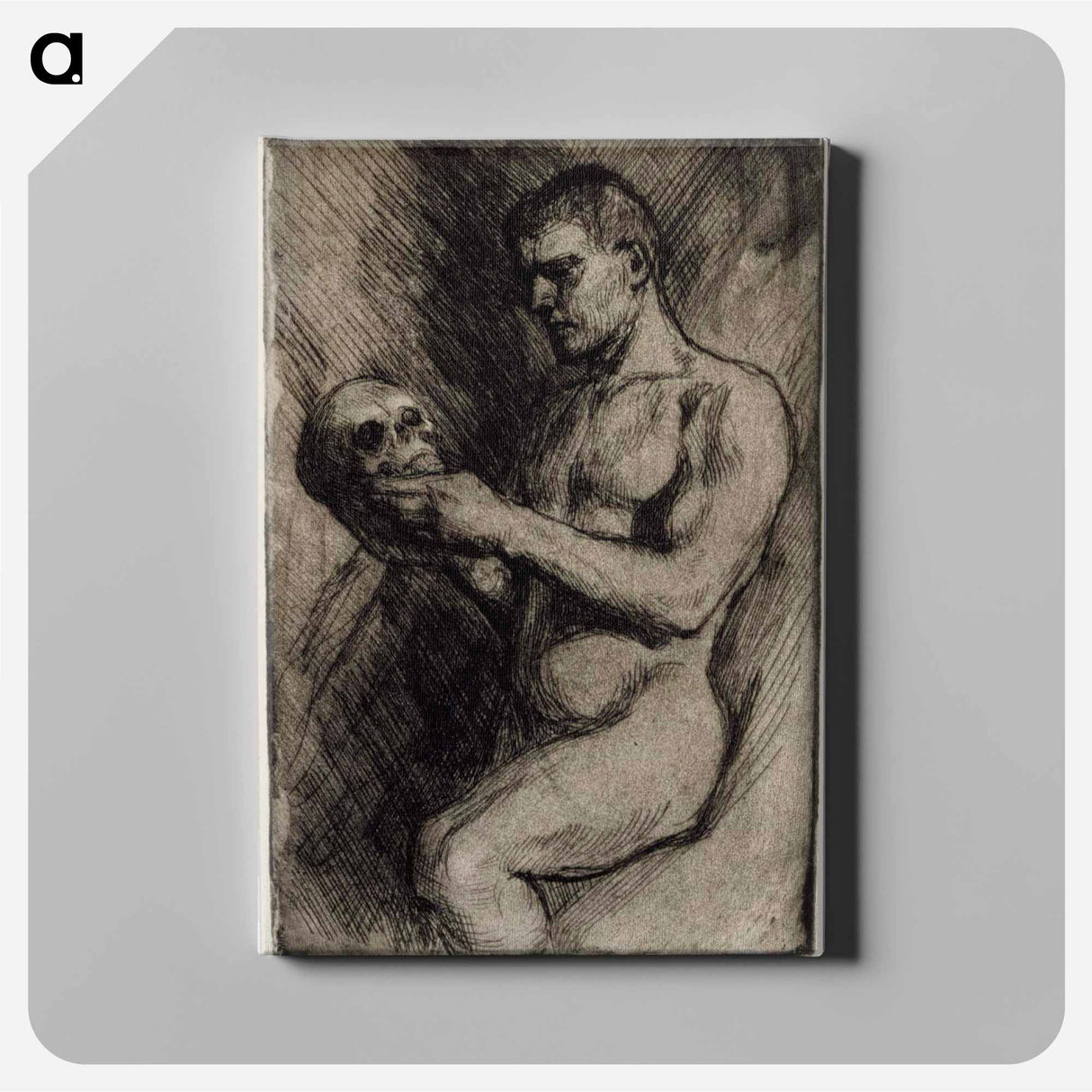 Alaston mies ja pääkallo - アルバート エーデルフェルト Canvas.