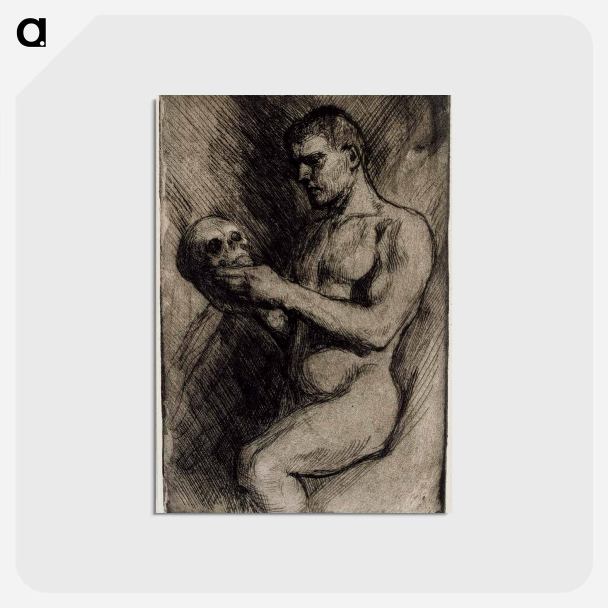 Alaston mies ja pääkallo - アルバート エーデルフェルト Postcard.