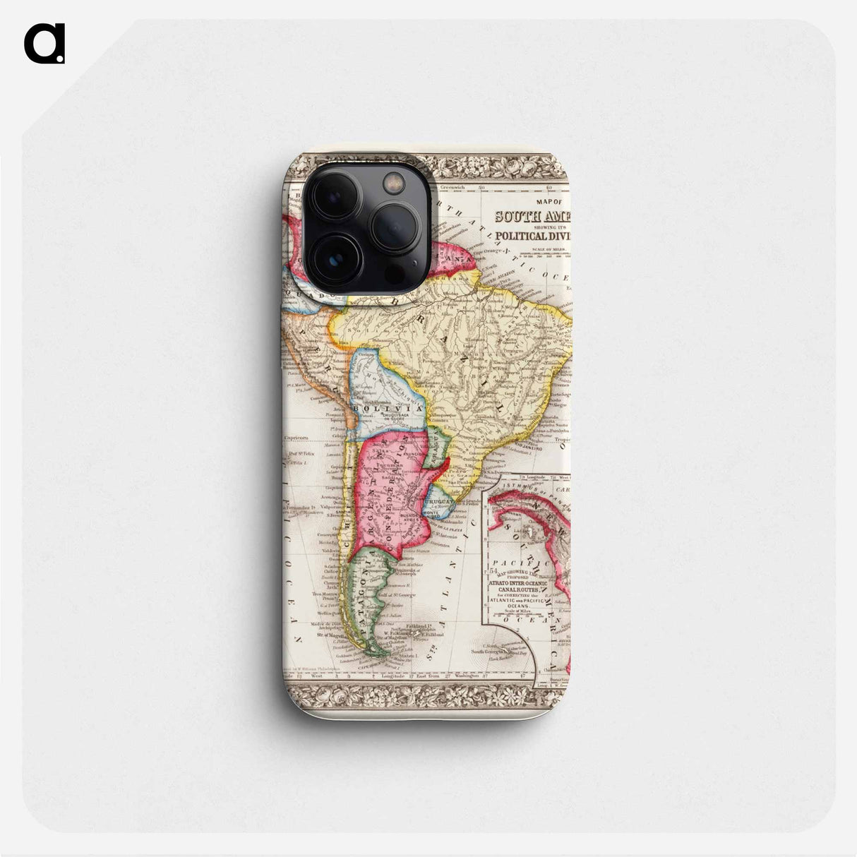 Map of South America, showing its political divisions - アンティーク地図 Phone Case.