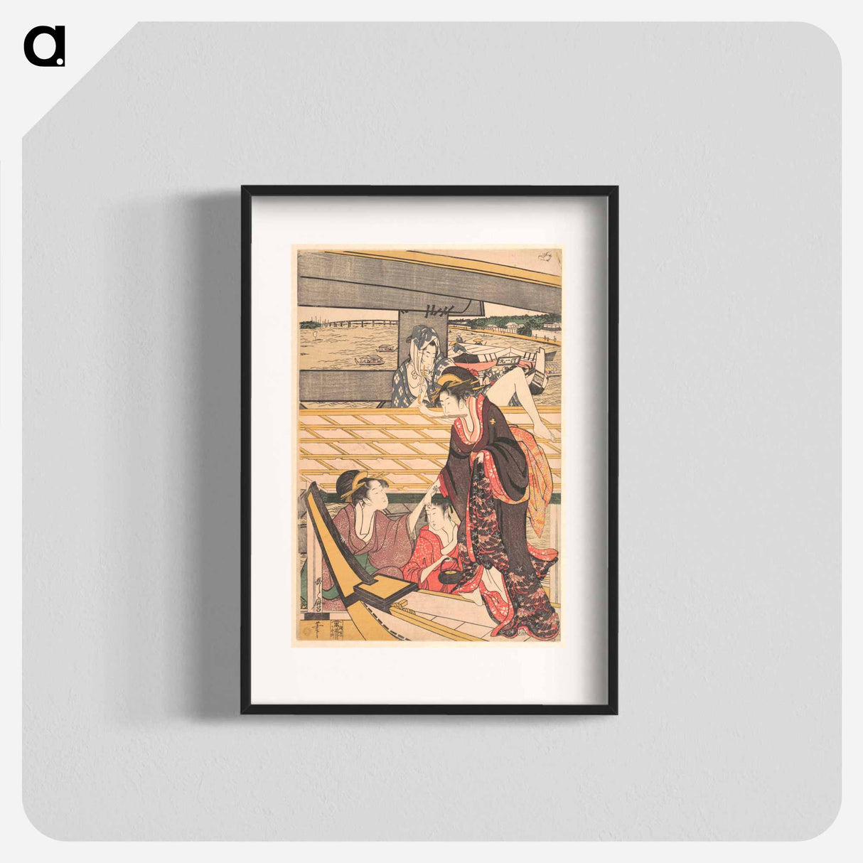 Pleasure Parties in Boats on the Sumida River under the Ryogoku Bridge - 喜多川 歌麿 Poster.