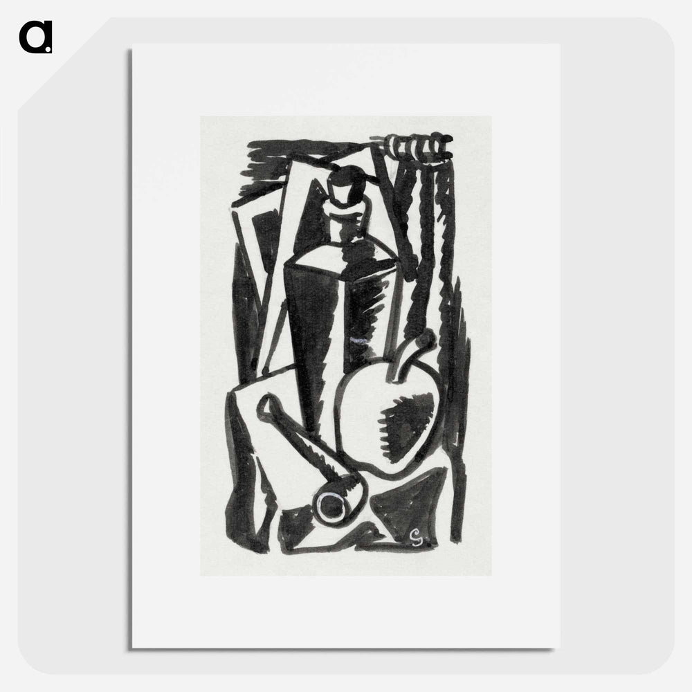Still life with apple, pipe and bottle - レオ ヘステル Poster.