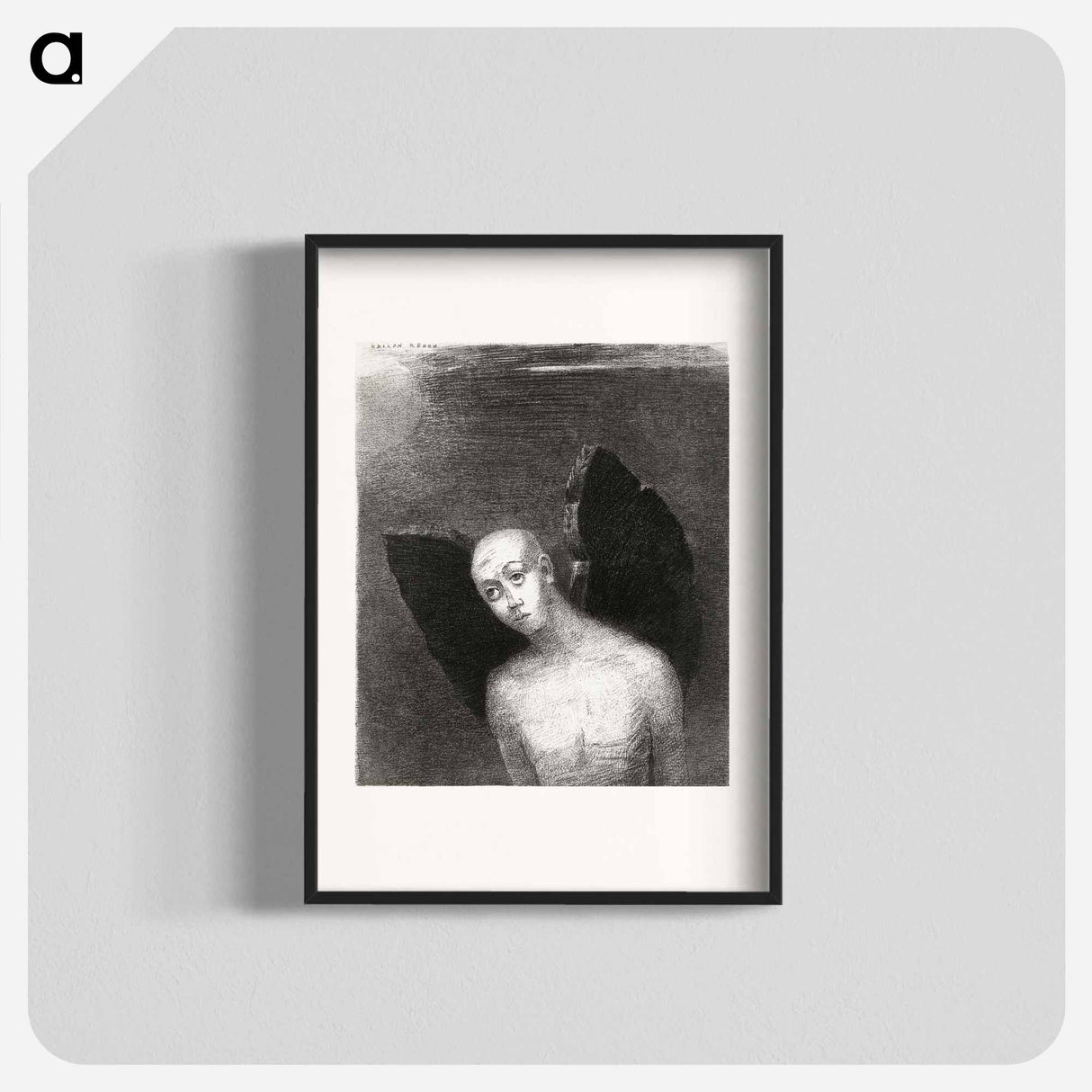 アートポスター-The Fallen Angel Spreads His Black Wings - オディロン ルドン Poster.