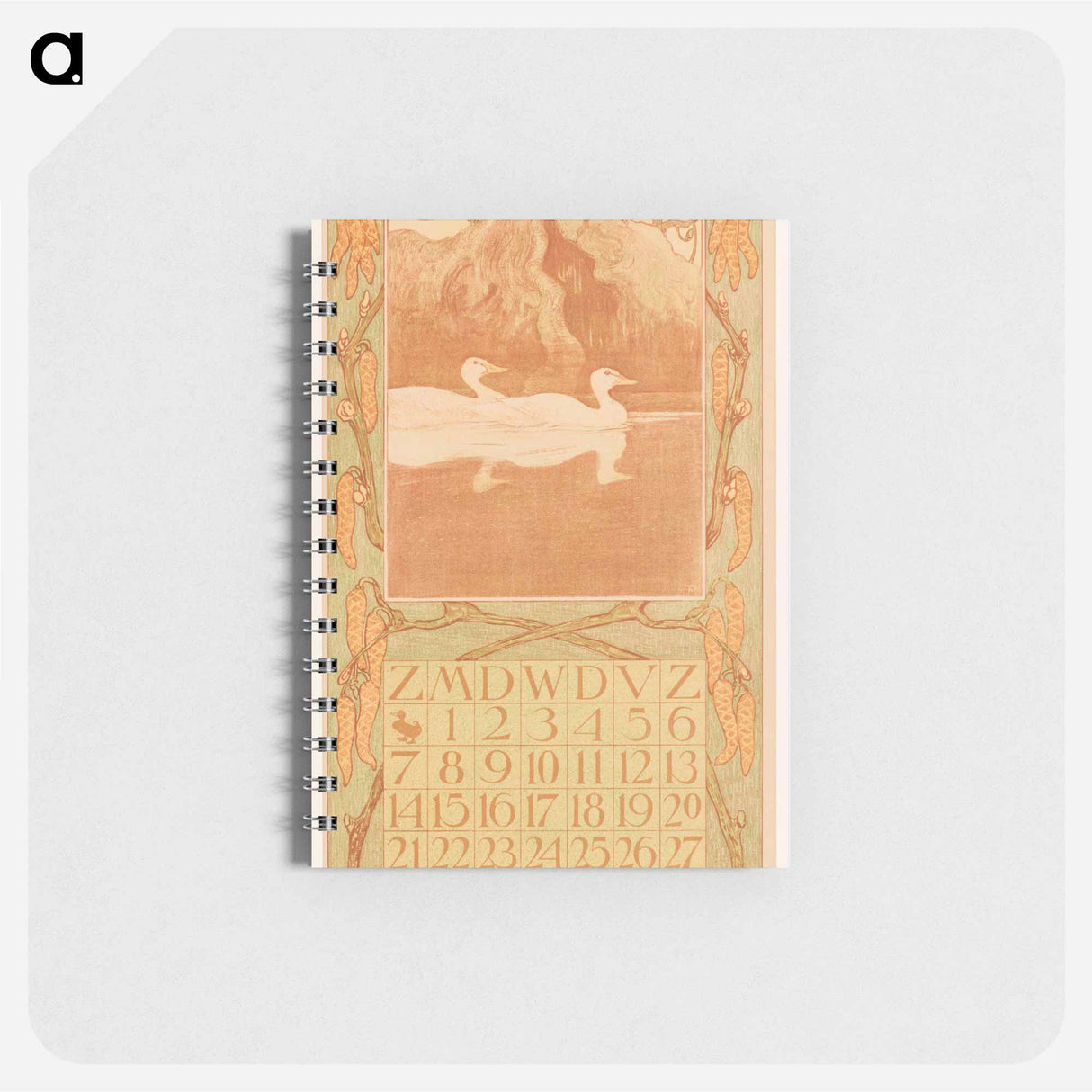 Kalenderblad februari met eenden - テオ ヴァン ホイテマ Memo.