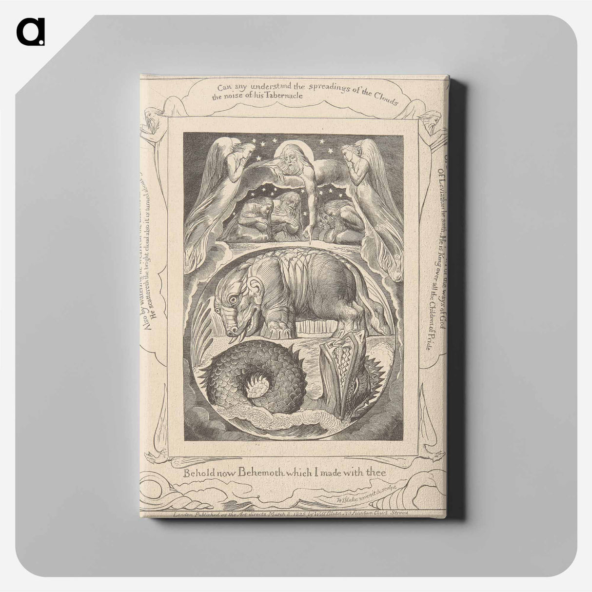 アートパネル-Book of Job, Plate 15, Behemoth and Leviathan - ウィリアム ブレイク Canvas.