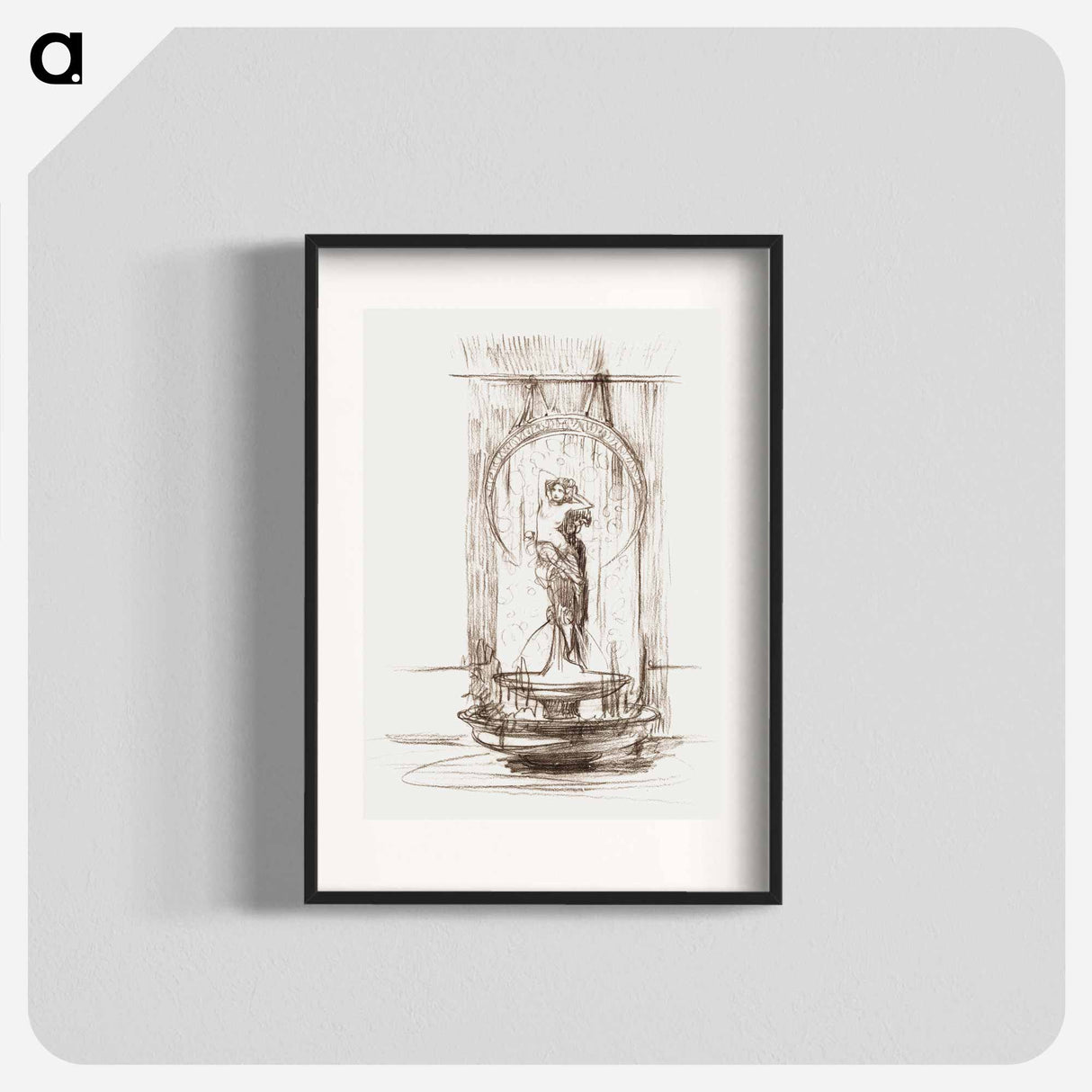 アートポスター-Decorative fountain project for the interior - アルフォンス ミュシャ Poster.