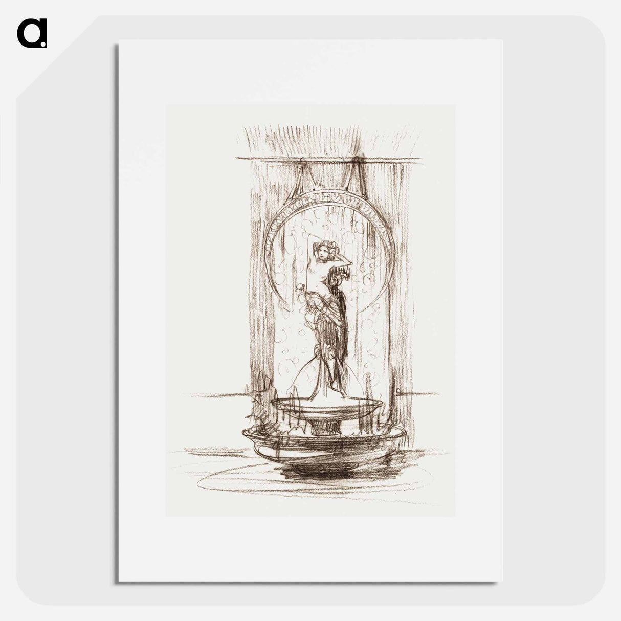 アートポスター-Decorative fountain project for the interior - アルフォンス ミュシャ Poster.