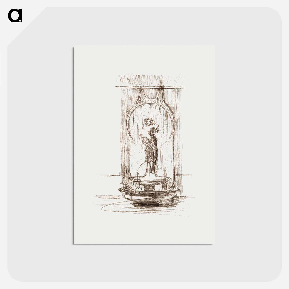 アートポストカード-Decorative fountain project for the interior - アルフォンス ミュシャ Postcard.