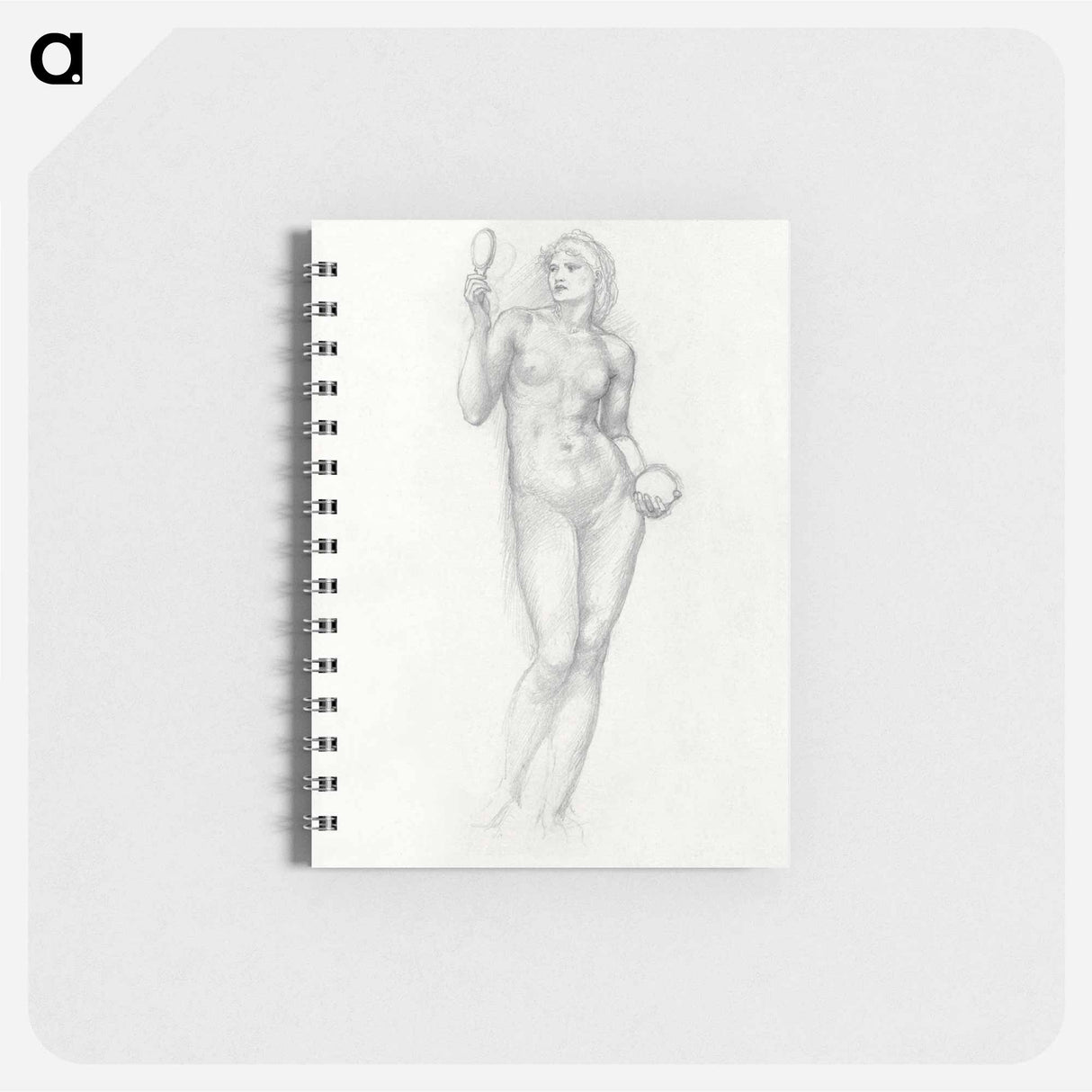 アートメモ帳-Nude Female Figure with Mirror in Right Hand - エドワード バーン ジョーンズ Memo.