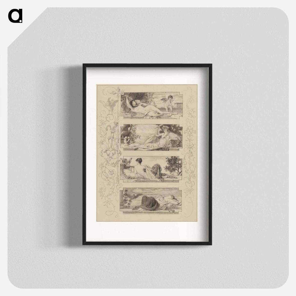 The 4 Times of the Day - グスタフ クリムト Poster.