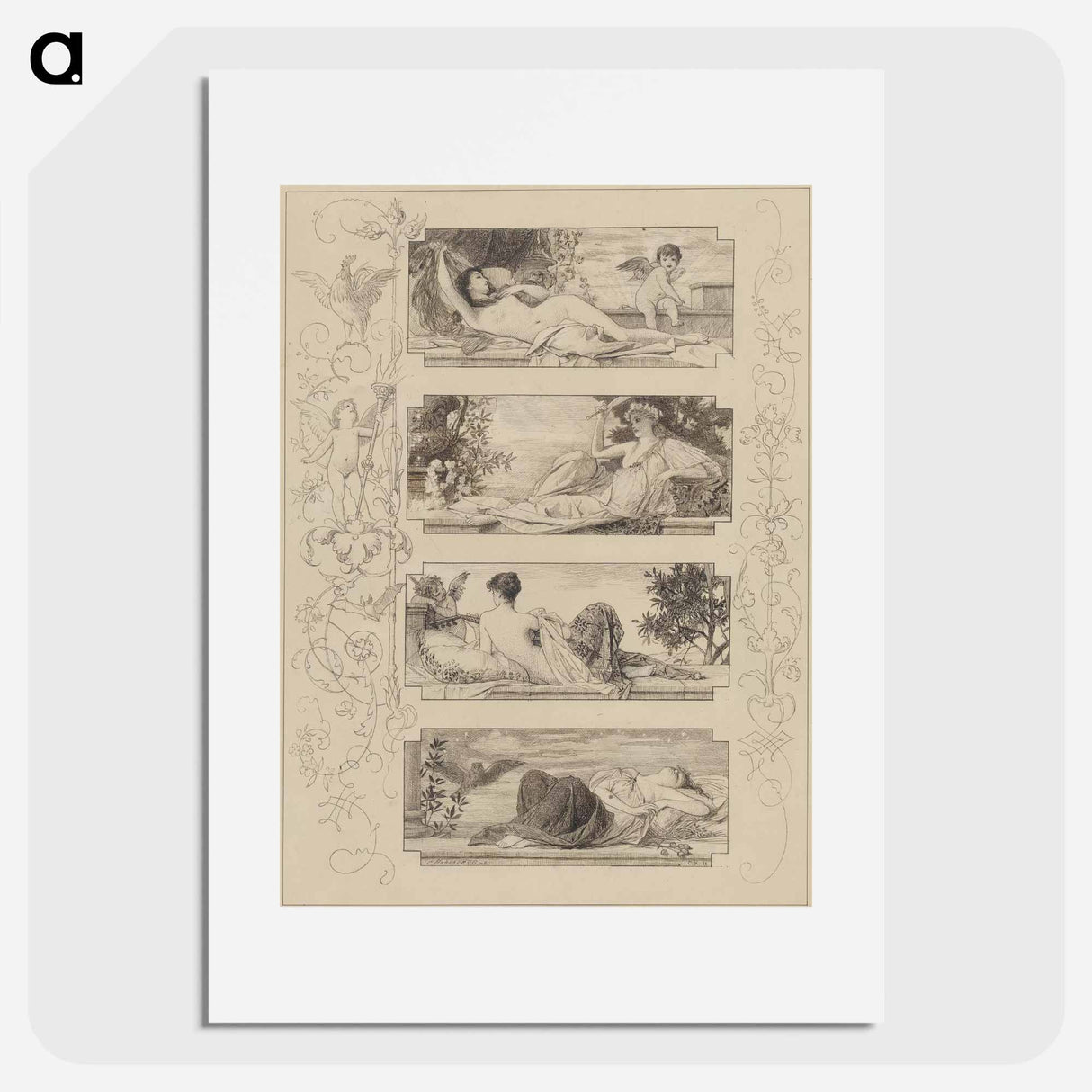 The 4 Times of the Day - グスタフ クリムト Poster.