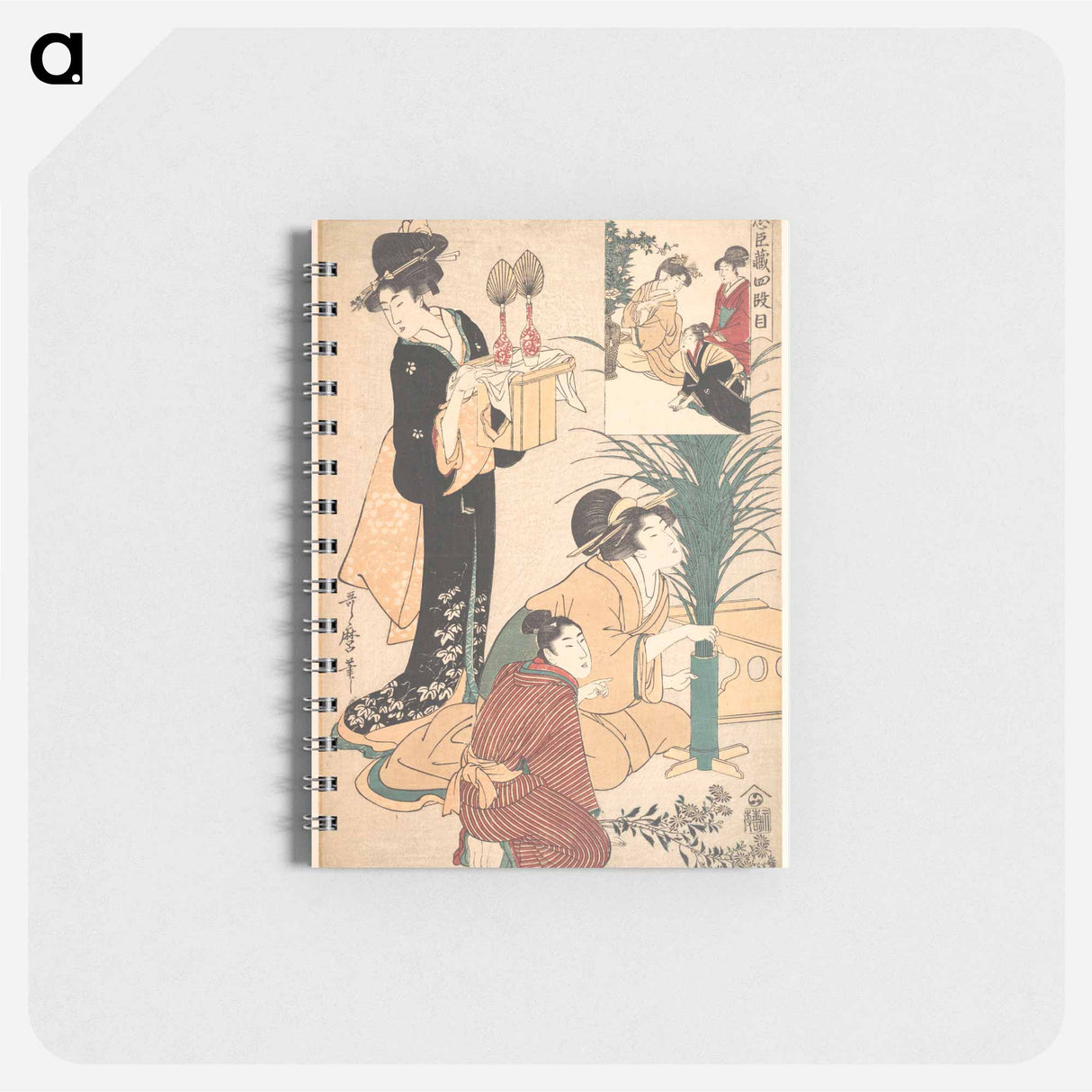 A Woman and a Man Arranging Flowers for the Tsukimi - 喜多川 歌麿 Memo.