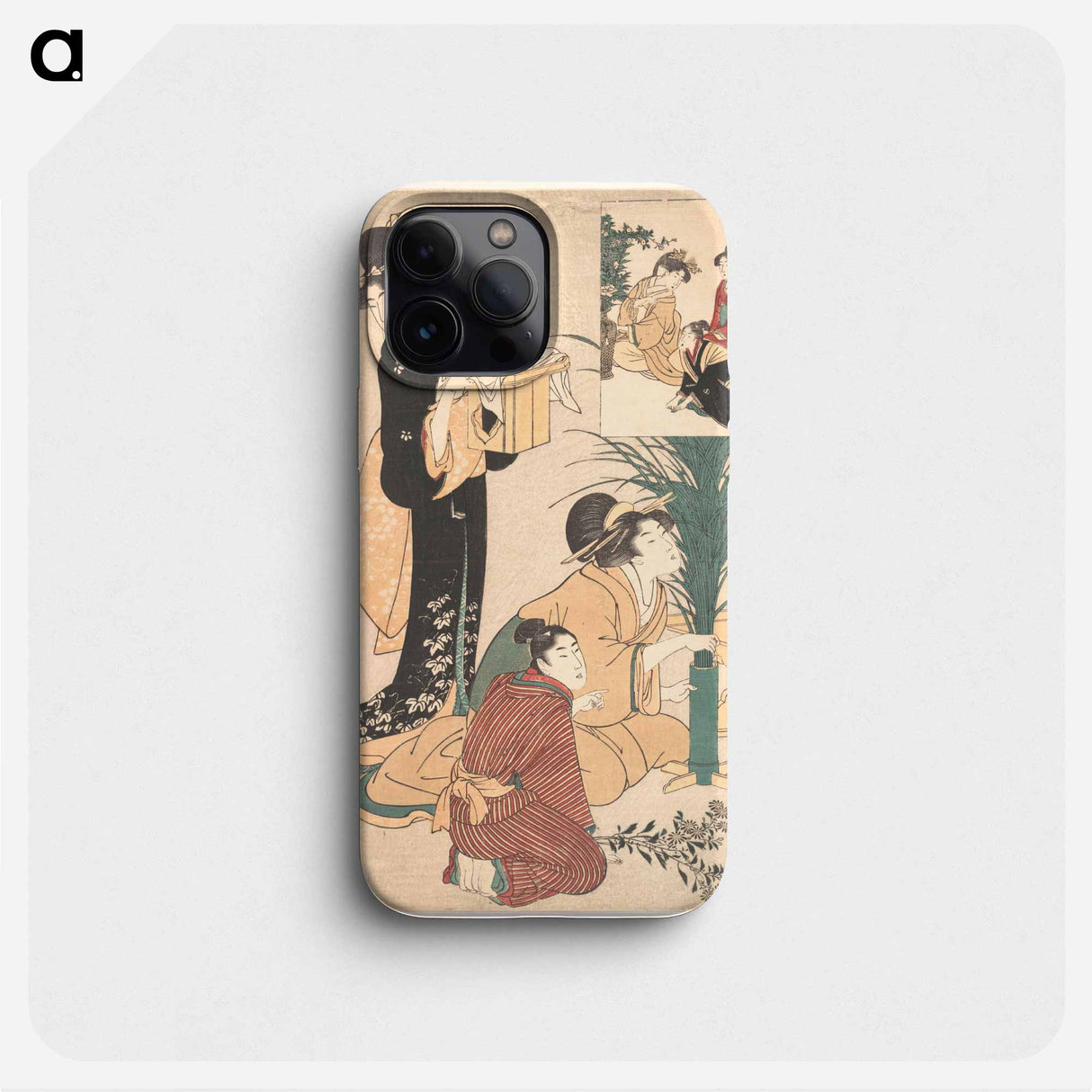 A Woman and a Man Arranging Flowers for the Tsukimi - 喜多川 歌麿 Phone Case.
