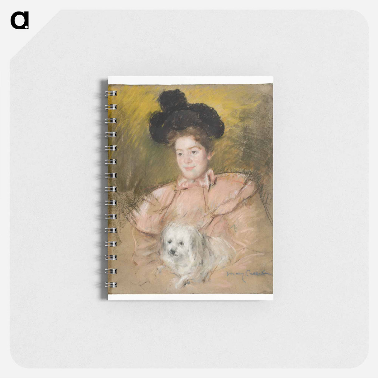 Woman in Raspberry Costume Holding a Dog - メアリー カサット Memo.