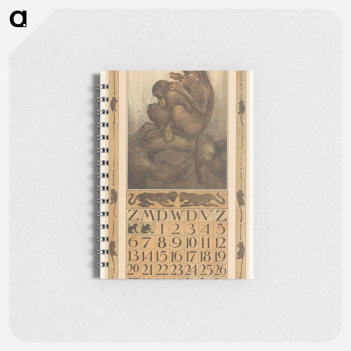 Kalenderblad november met vlooiende apen - テオ ヴァン ホイテマ Memo.