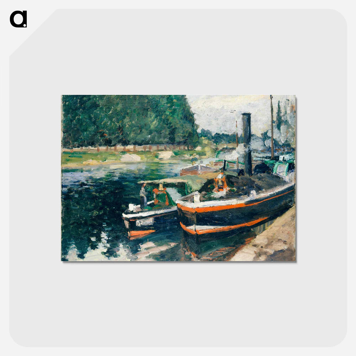 アートポストカード-Barges at Pontoise - カミーユ ピサロ Postcard.