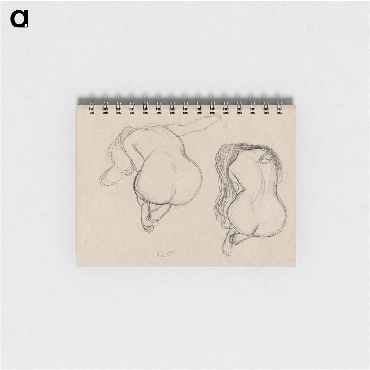 Two Studies of a Seated Nude with Long Hair - グスタフ クリムト Memo.