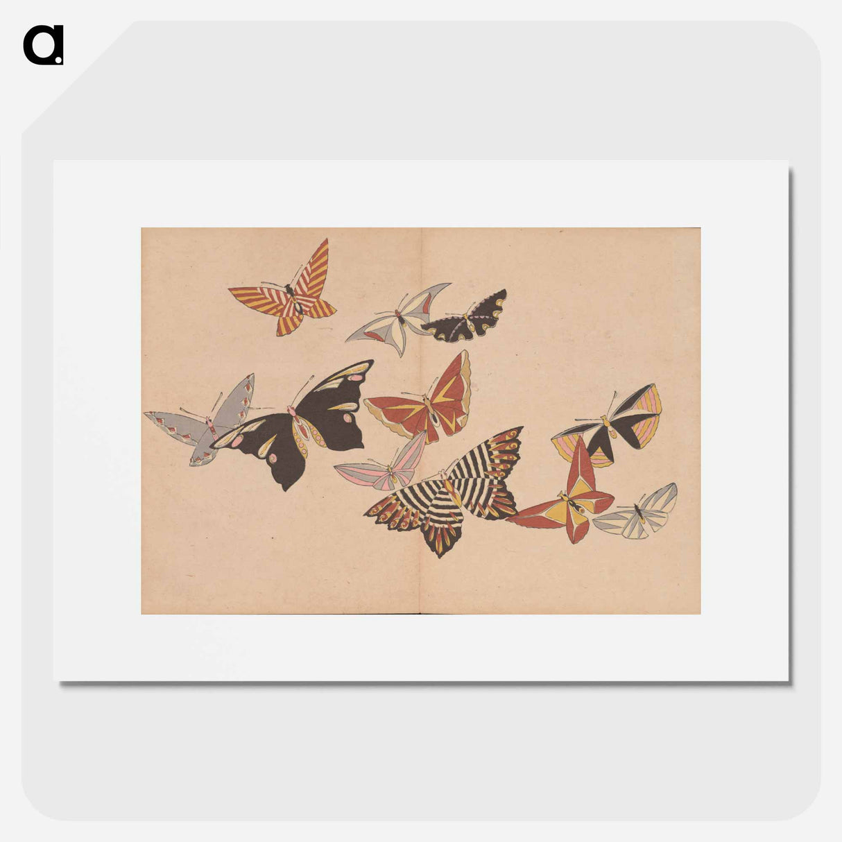 アートポスター-All Kinds of Butterflies, Vol. 1 - 神坂 雪佳 Poster.