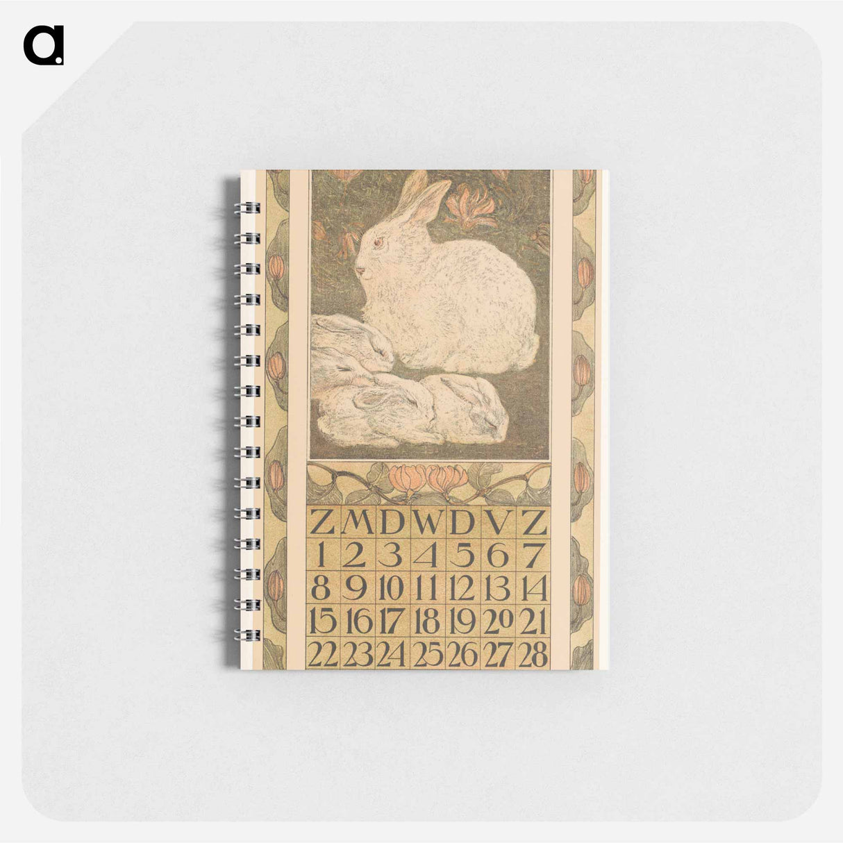 Kalenderblad mei met konijnen by Theo van Hoytema - テオ ヴァン ホイテマ Memo.