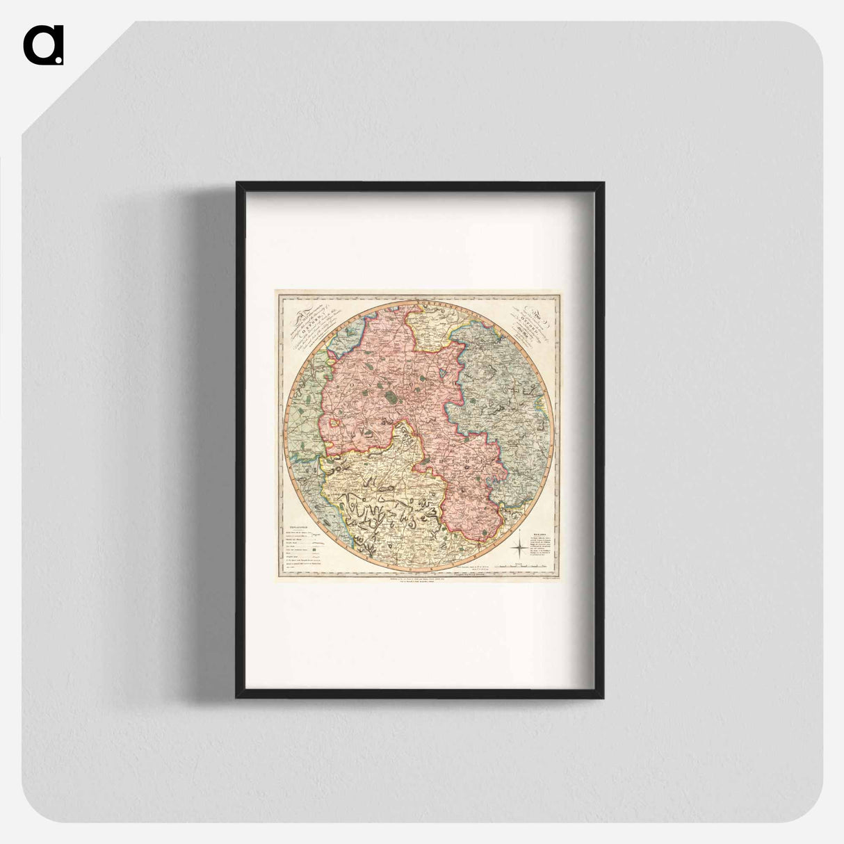 A new and accurate map of the country for twenty five miles round the University of Oxford - アンティーク地図 Poster.