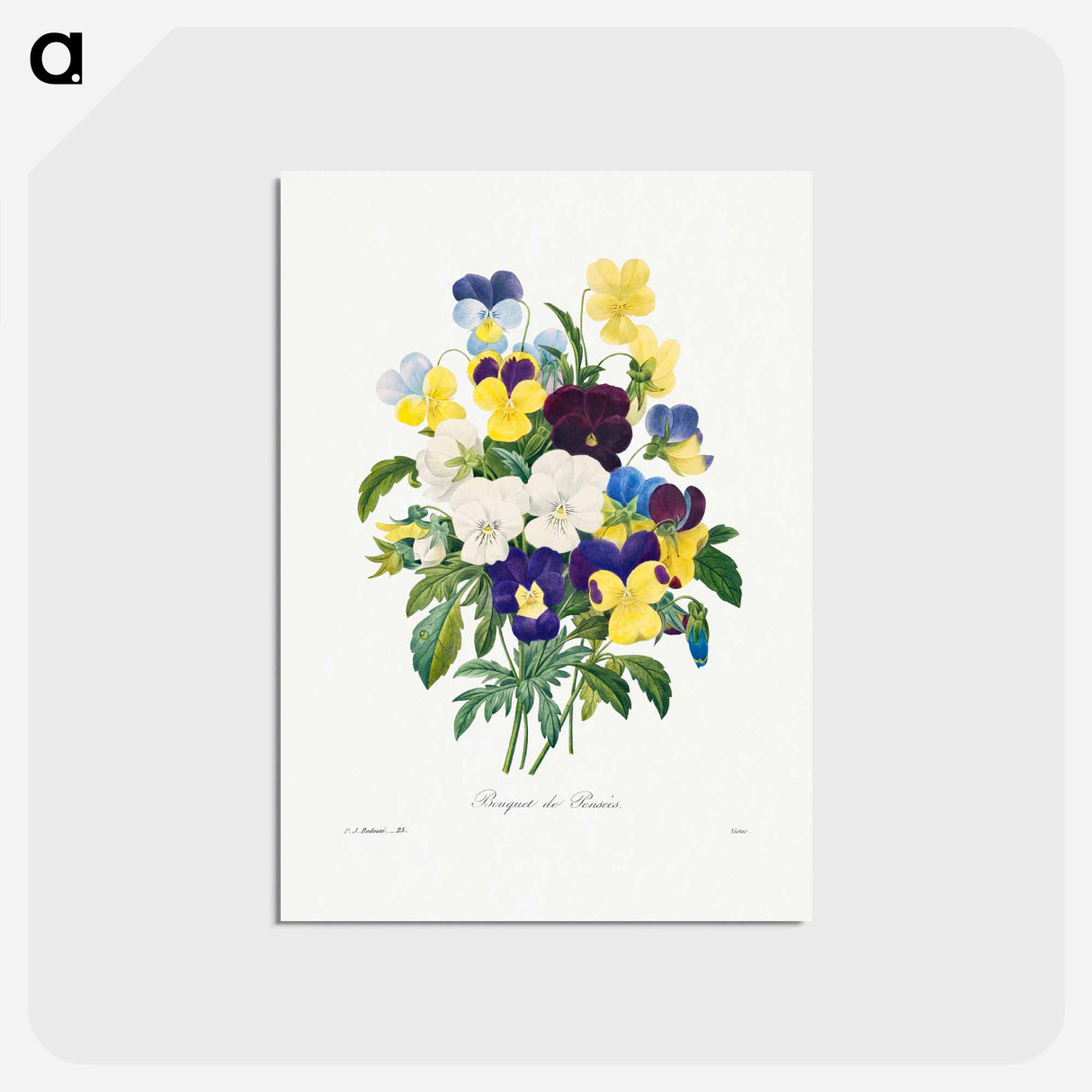 アートポストカード-Pansy bouquet - ピエール ジョゼフ ルドゥーテ Postcard.