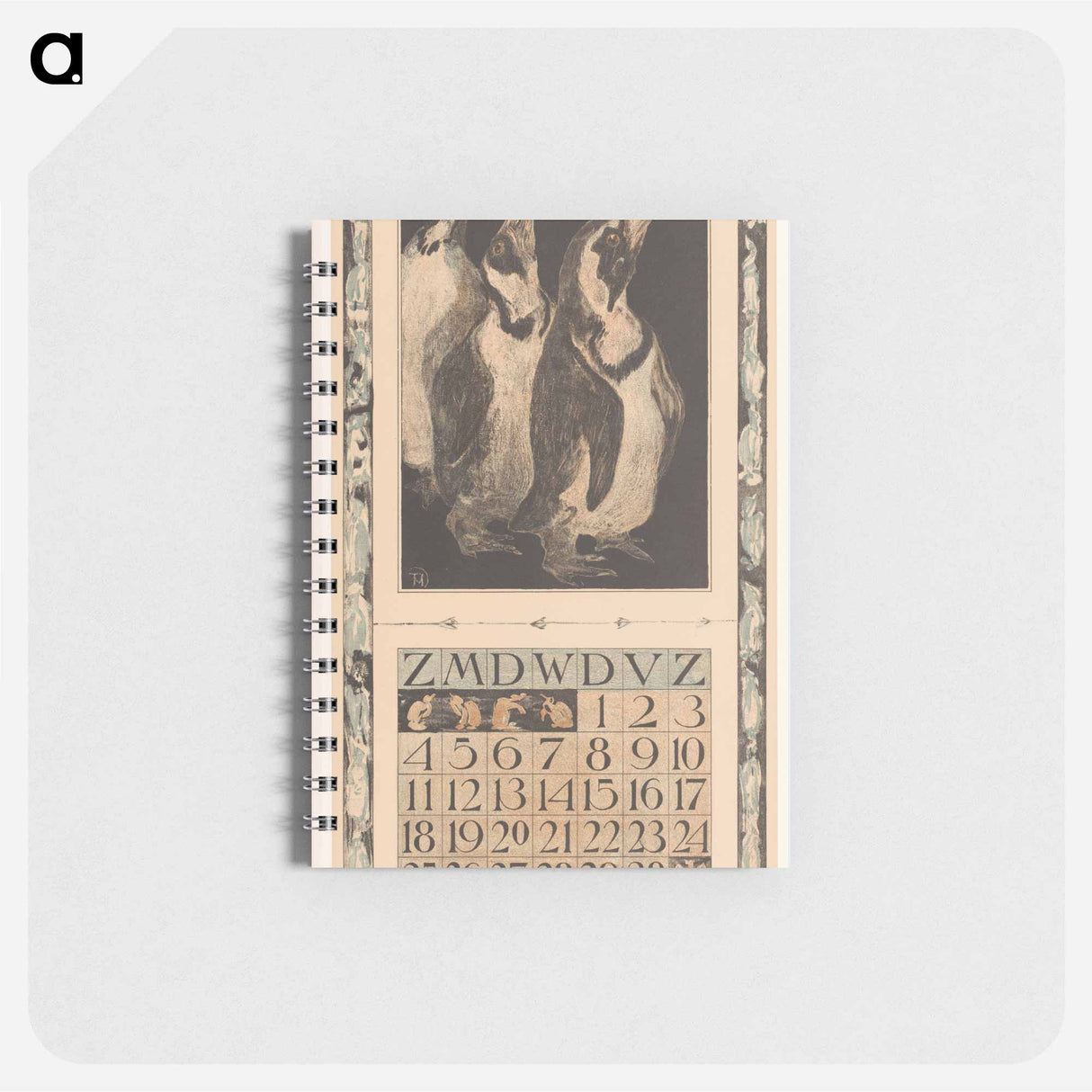 Kalenderblad november met drie pinguïns - テオ ヴァン ホイテマ Memo.