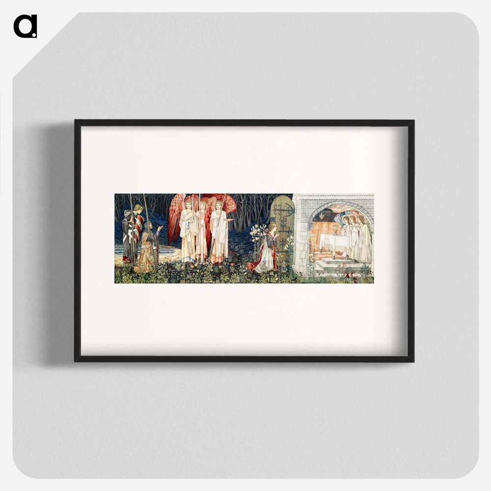 Quest for the Holy Grail Tapestries: The Attainment; The Vision of the Holy Grail to Sir Galahad, Sir Bors and Sir Percival - ウィリアム モリス Poster.