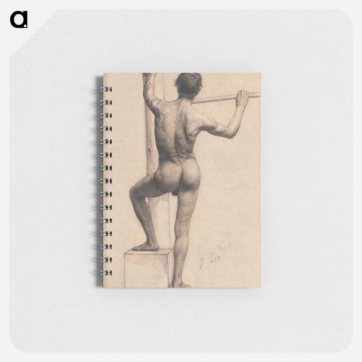 Male Nude with Left Foot on a Pedestal - グスタフ クリムト Memo.