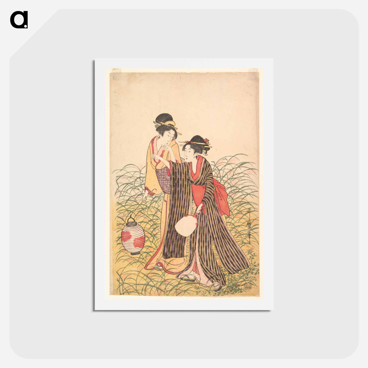 アートポストカード-Elopers in Musashino - 喜多川 歌麿 Postcard.