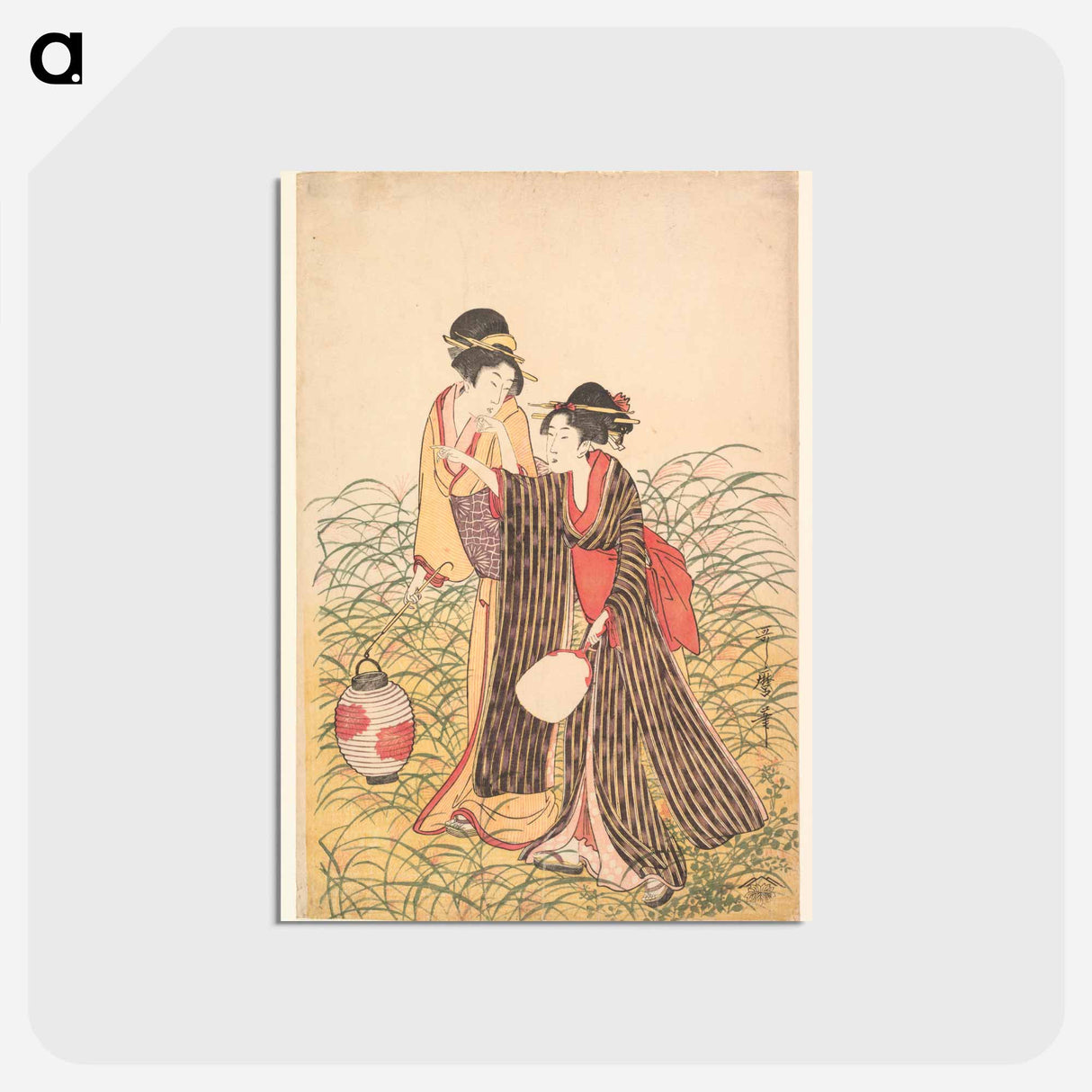 アートポストカード-Elopers in Musashino - 喜多川 歌麿 Postcard.