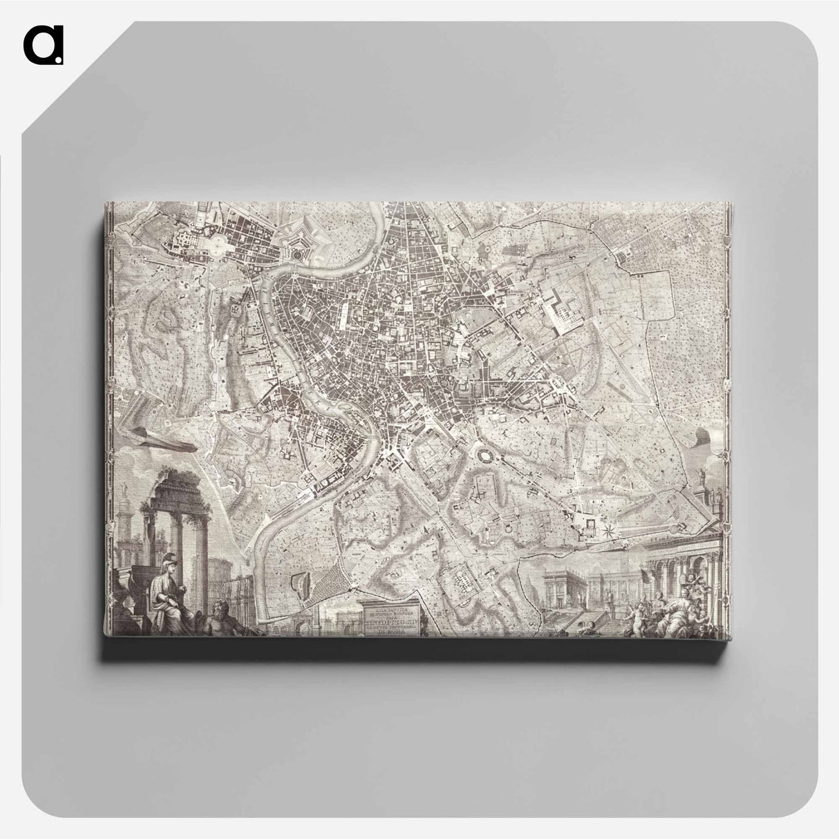 La pianta grande di Roma - アンティーク地図 Canvas.