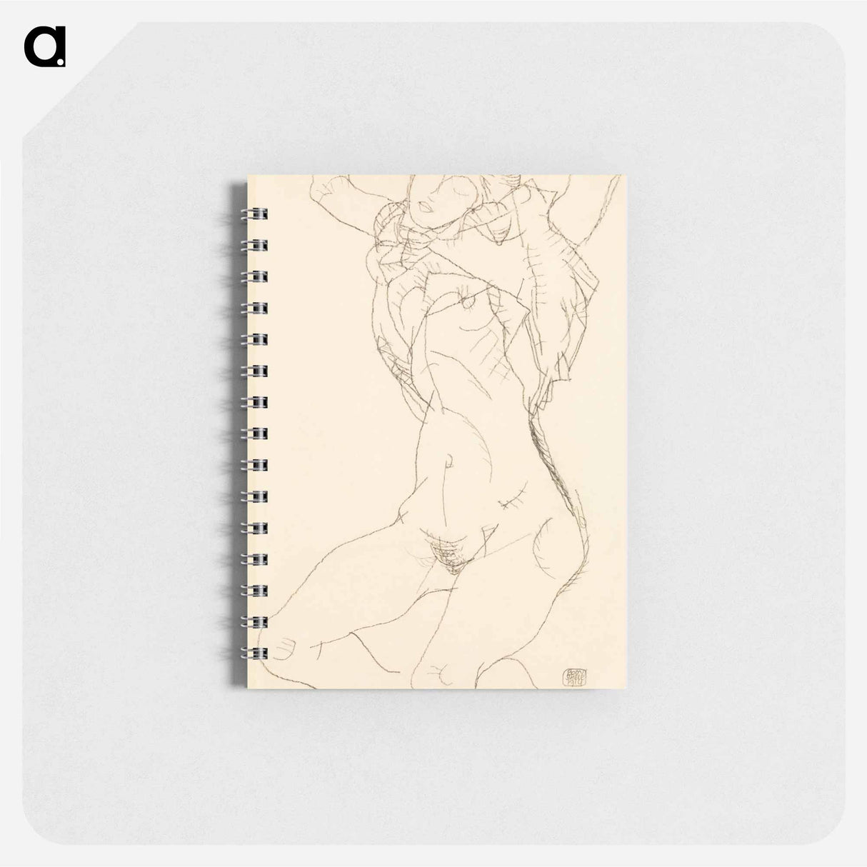 Woman undressing. Seminude with Arms Raised - エゴン シーレ Memo.