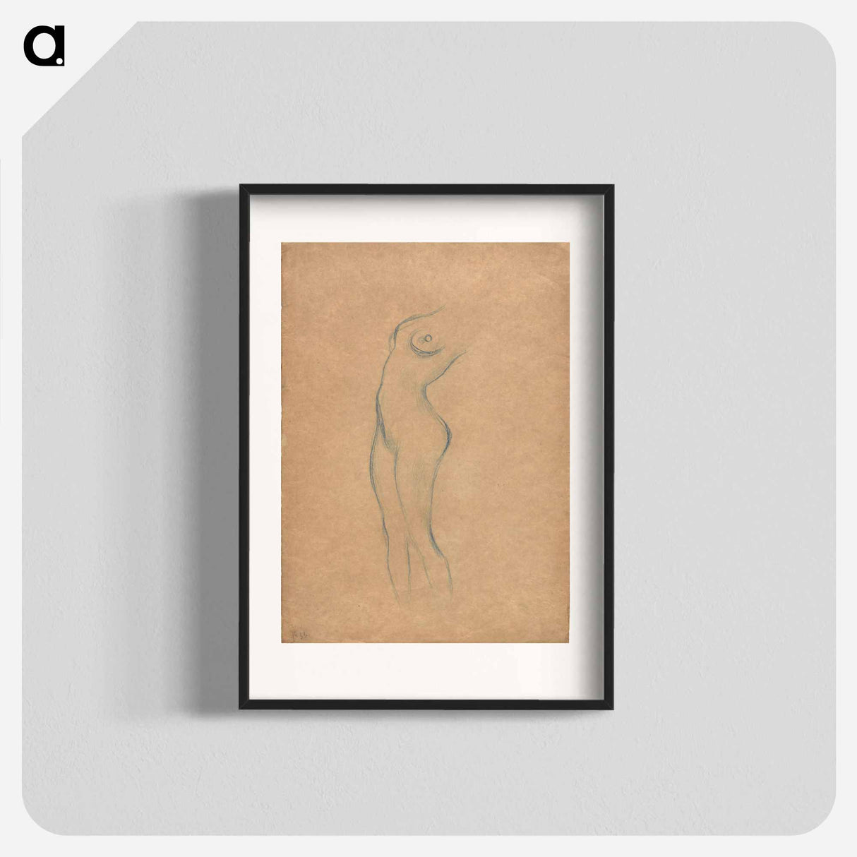 Study for a standing female nude to the left - グスタフ クリムト Poster.