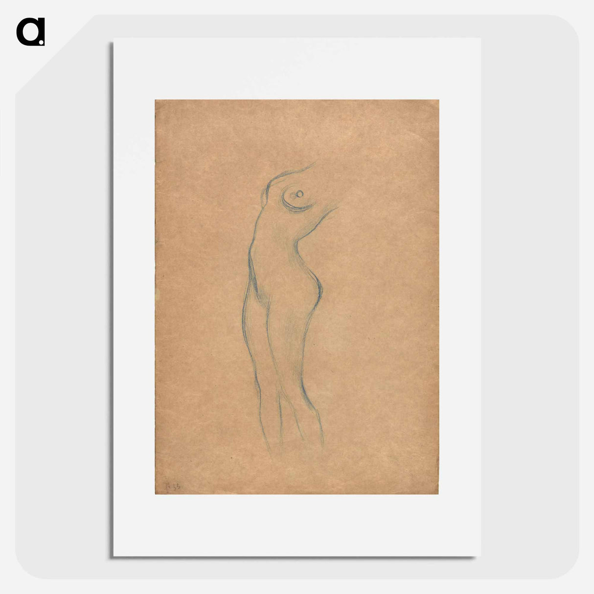 アートポスター-Study for a standing female nude to the left - グスタフ クリムト Poster.